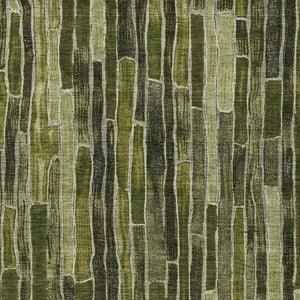 HomeRoots 5' Olive Green Striped Area Rug - Washable, Durable, Indoor/Outdoor, Perfect for High-Traffic Spaces 9' X 12' 608962