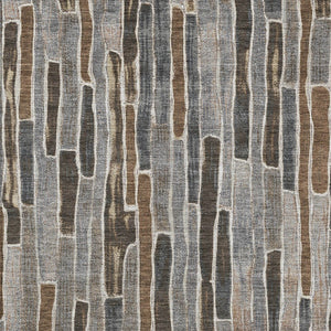 HomeRoots 5' Stylish Pewter and Brown Striped Washable Area Rug for Indoor and Outdoor High-Traffic Spaces 8' X 10' 608967