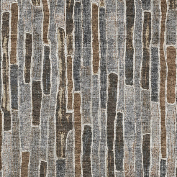 HomeRoots 5' Stylish Pewter and Brown Striped Washable Area Rug for Indoor and Outdoor High-Traffic Spaces 8' X 10' 608967