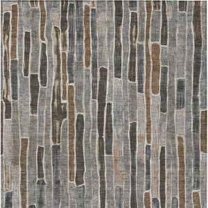 HomeRoots 5' Stylish Pewter and Brown Striped Washable Area Rug for Indoor and Outdoor High-Traffic Spaces 9' X 12' 608968