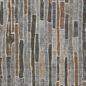 HomeRoots 5' Stylish Pewter and Brown Striped Washable Area Rug for Indoor and Outdoor High-Traffic Spaces 9' X 12' 608968