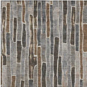 HomeRoots 5' Stylish Pewter and Brown Striped Washable Area Rug for Indoor and Outdoor High-Traffic Spaces 10' X 14' 608969