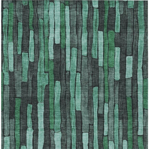 HomeRoots 5' Indoor Outdoor Area Rug – Sage Teal Blue and Emerald Striped Design for Coastal Style & Durability 8' X 10' 608973