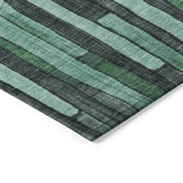 HomeRoots 5' Indoor Outdoor Area Rug – Sage Teal Blue and Emerald Striped Design for Coastal Style & Durability 8' X 10' 608973
