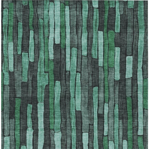 HomeRoots 9' Striped Sage Teal Blue & Emerald Area Rug - Washable, Durable for Indoor/Outdoor Use, Easy Care 608974