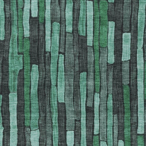 HomeRoots 9' Striped Sage Teal Blue & Emerald Area Rug - Washable, Durable for Indoor/Outdoor Use, Easy Care 608974