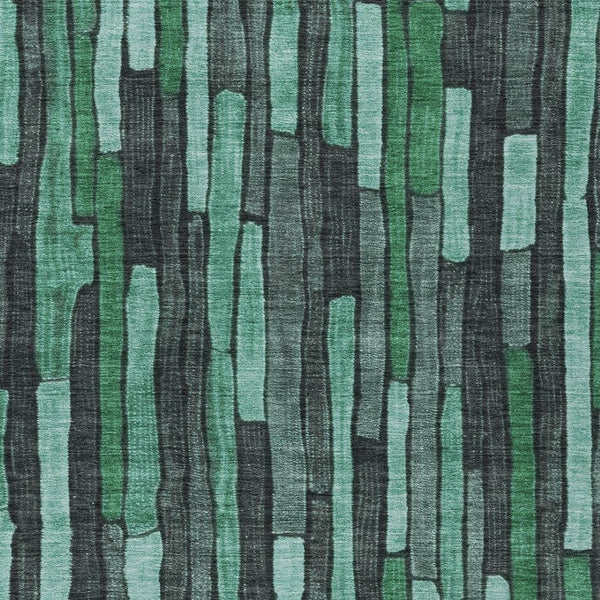HomeRoots 9' Striped Sage Teal Blue & Emerald Area Rug - Washable, Durable for Indoor/Outdoor Use, Easy Care 608974