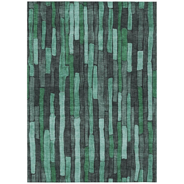 HomeRoots 9' Striped Sage Teal Blue & Emerald Area Rug - Washable, Durable for Indoor/Outdoor Use, Easy Care 608974