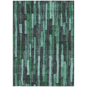 HomeRoots 5' Indoor Outdoor Area Rug – Sage Teal Blue and Emerald Striped Design for Coastal Style & Durability 10' X 14' 608975