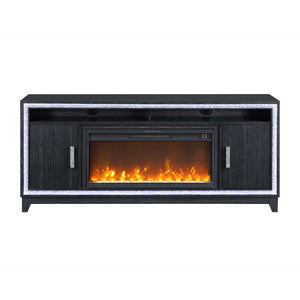 English Elm Almera Dark Grey 72" Fireplace Console — Solid Wood/MDF, 15 Temps, 7 LED Colors, Remote, Timer B201P359622