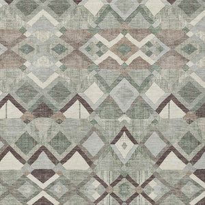 HomeRoots 5' Geometric Sage and Off-White Indoor Outdoor Area Rug - Stylish, Washable, and Durable Design 10' X 14' 608998