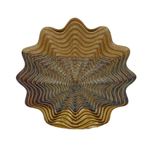 English Elm Decorative Handcrafted Ceramic Vase with Rosette Ridges Earthy Brown Gray Glaze 15 Inch B056P417010