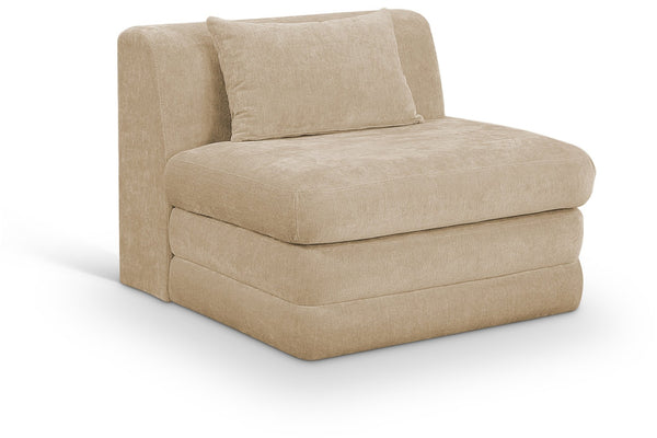 Meridian Furniture Stellar Modular Armless Chair in 570 Gsm Chenille Plush Upholstered Sectional for Living Room Beige 608Beige-Armless