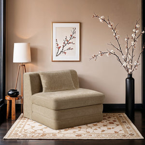 Meridian Furniture Stellar Modular Armless Chair in 570 Gsm Chenille Plush Upholstered Sectional for Living Room Beige 608Beige-Armless