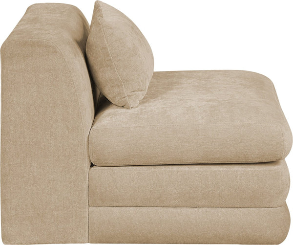 Meridian Furniture Stellar Modular Armless Chair in 570 Gsm Chenille Plush Upholstered Sectional for Living Room Beige 608Beige-Armless