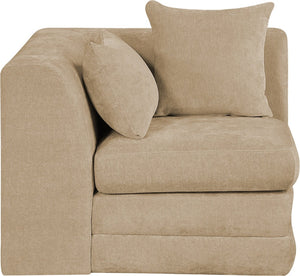 Meridian Furniture Stellar Plush Chenille Upholstered Modular Corner Accent Chair for Contemporary Living Rooms Beige 608Beige-Corner