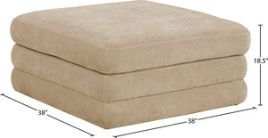Meridian Furniture Stellar Chenille Upholstered Modular Ottoman Plush Sectional Seating for Contemporary Living Rooms Beige 608Beige-Ott