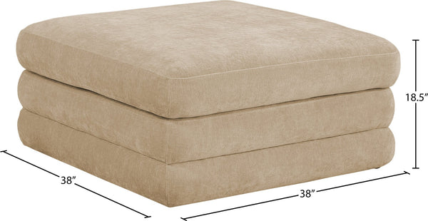 Meridian Furniture Stellar Chenille Upholstered Modular Ottoman Plush Sectional Seating for Contemporary Living Rooms Beige 608Beige-Ott