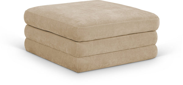 Meridian Furniture Stellar Chenille Upholstered Modular Ottoman Plush Sectional Seating for Contemporary Living Rooms Beige 608Beige-Ott