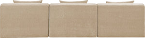 Meridian Furniture Stellar Three Piece Modular Sofa Plush Chenille Upholstery Neutral Living Room Seating 608Beige-S114A