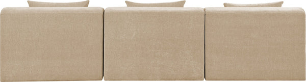 Meridian Furniture Stellar Three Piece Modular Sofa Plush Chenille Upholstery Neutral Living Room Seating 608Beige-S114A