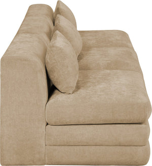 Meridian Furniture Stellar Three Piece Modular Sofa Plush Chenille Upholstery Neutral Living Room Seating 608Beige-S114A