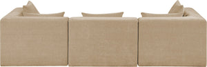 Meridian Furniture Stellar Three Piece Modular Sofa Plush Chenille Upholstery Neutral Living Room 608Beige-S114B