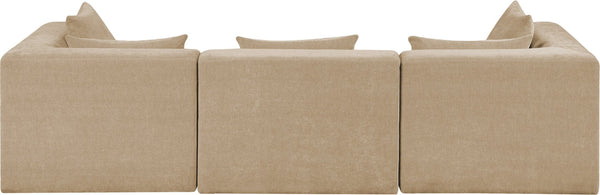 Meridian Furniture Stellar Three Piece Modular Sofa Plush Chenille Upholstery Neutral Living Room 608Beige-S114B