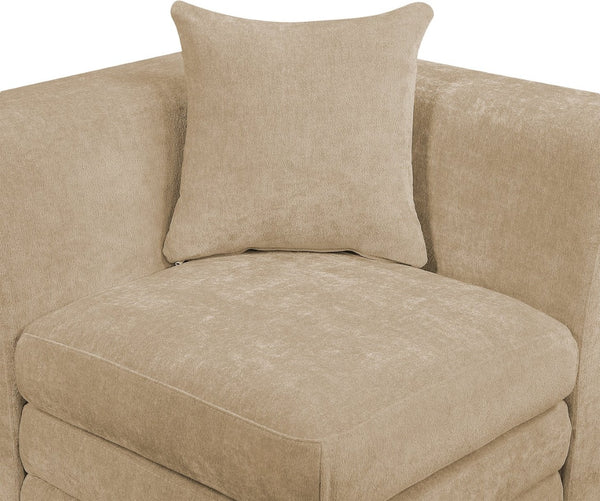 Meridian Furniture Stellar Three Piece Modular Sofa Plush Chenille Upholstery Neutral Living Room 608Beige-S114B