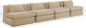 Meridian Furniture Stellar Four Piece Modular Sectional Sofa in Plush Chenille for Open Living Rooms 608Beige-S152A