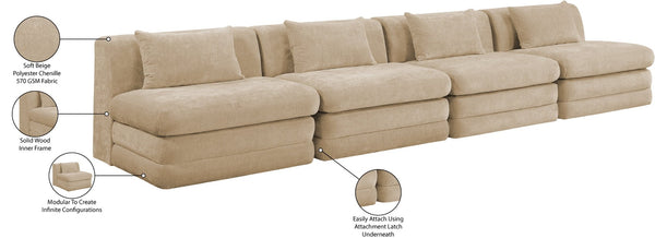 Meridian Furniture Stellar Four Piece Modular Sectional Sofa in Plush Chenille for Open Living Rooms 608Beige-S152A