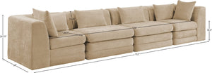 Meridian Furniture Stellar Four Piece Modular Sectional Sofa in 570 Gsm Chenille for Open Living Rooms 608Beige-S152B