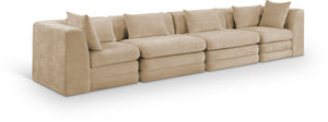 Meridian Furniture Stellar Four Piece Modular Sectional Sofa in 570 Gsm Chenille for Open Living Rooms 608Beige-S152B