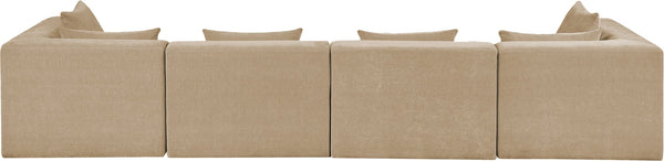 Meridian Furniture Stellar Four Piece Modular Sectional Sofa in 570 Gsm Chenille for Open Living Rooms 608Beige-S152B
