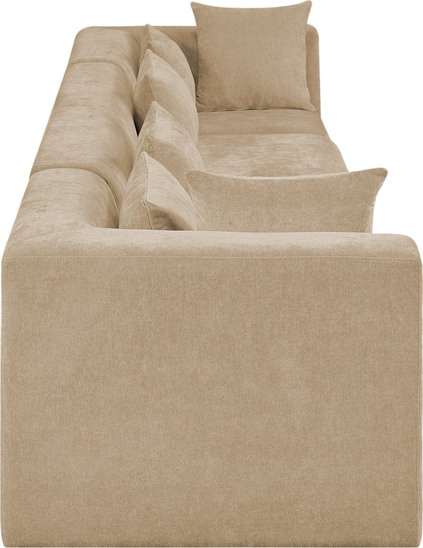 Meridian Furniture Stellar Four Piece Modular Sectional Sofa in 570 Gsm Chenille for Open Living Rooms 608Beige-S152B