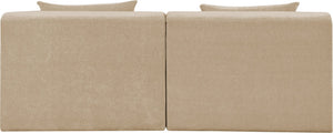 Meridian Furniture Stellar Two Piece Modular Sofa Plush Chenille Upholstery Low Profile Living Room 608Beige-S76A