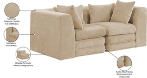 Meridian Furniture Stellar Two Piece Modular Sofa with Plush Chenille Upholstery for Modern Living Rooms 608Beige-S76B