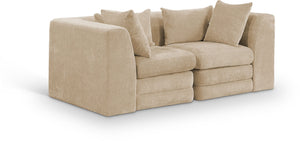 Meridian Furniture Stellar Two Piece Modular Sofa with Plush Chenille Upholstery for Modern Living Rooms 608Beige-S76B