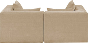 Meridian Furniture Stellar Two Piece Modular Sofa with Plush Chenille Upholstery for Modern Living Rooms 608Beige-S76B