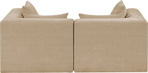 Meridian Furniture Stellar Two Piece Modular Sofa with Plush Chenille Upholstery for Modern Living Rooms 608Beige-S76B