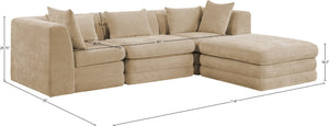 Meridian Furniture Stellar Four Piece Chenille Modular Sectional Sofa for Open Plan Living Spaces 608Beige-Sec4A
