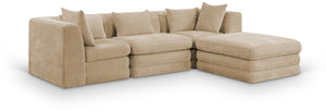 Meridian Furniture Stellar Four Piece Chenille Modular Sectional Sofa for Open Plan Living Spaces 608Beige-Sec4A