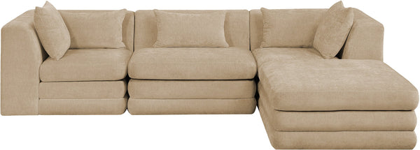 Meridian Furniture Stellar Four Piece Chenille Modular Sectional Sofa for Open Plan Living Spaces 608Beige-Sec4A