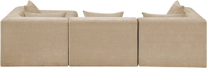Meridian Furniture Stellar Four Piece Chenille Modular Sectional Sofa for Open Plan Living Spaces 608Beige-Sec4A