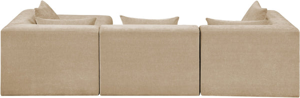 Meridian Furniture Stellar Four Piece Chenille Modular Sectional Sofa for Open Plan Living Spaces 608Beige-Sec4A