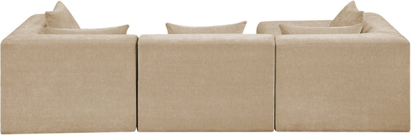Meridian Furniture Stellar Four Piece Chenille Modular Sectional Sofa for Open Plan Living Spaces 608Beige-Sec4A
