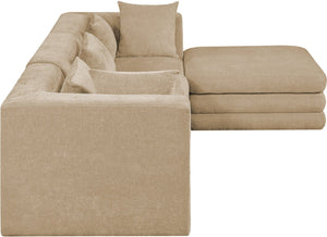 Meridian Furniture Stellar Four Piece Chenille Modular Sectional Sofa for Open Plan Living Spaces 608Beige-Sec4A