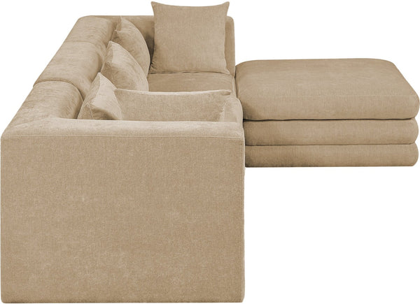 Meridian Furniture Stellar Four Piece Chenille Modular Sectional Sofa for Open Plan Living Spaces 608Beige-Sec4A