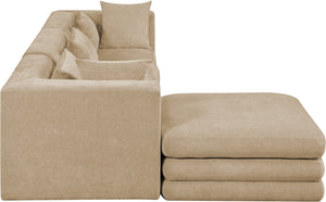 Meridian Furniture Stellar Four Piece Chenille Modular Sectional Sofa for Open Plan Living Spaces 608Beige-Sec4A