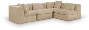 Meridian Furniture Stellar Four Piece Chenille Modular Sectional Plush Seating for Open Living Spaces 608Beige-Sec4B